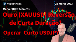 Ouro (XAUUSD) Reversão de Curta Duração? Operar Curto USDJPY.
