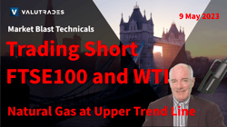 Trading Short FTSE100 and WTI. Natural Gas (NatGas) at Upper Trend Line.